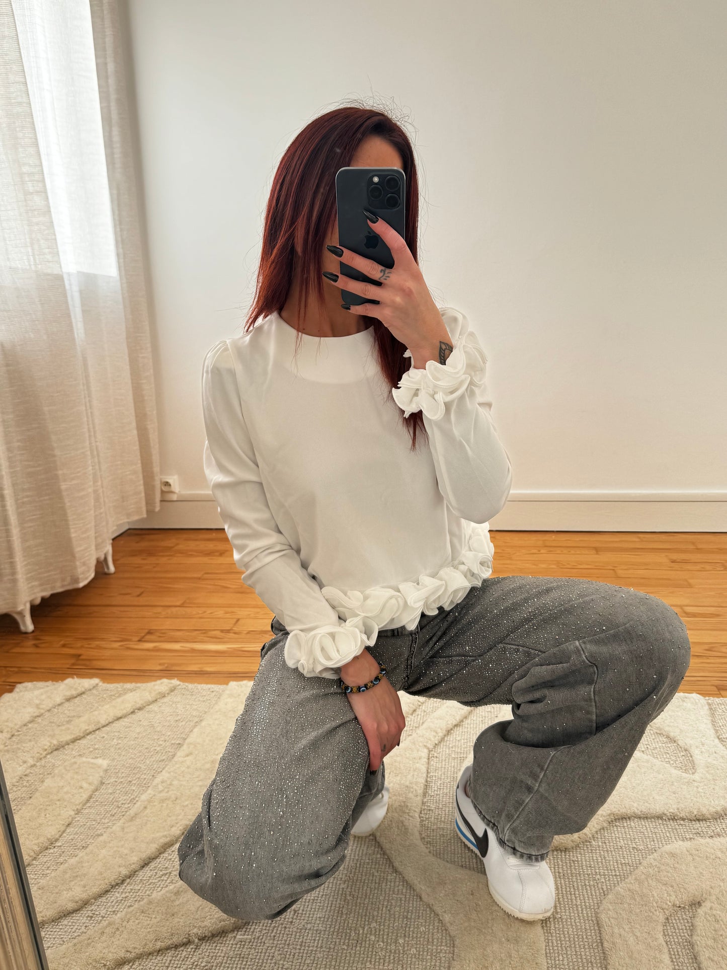 Jean barrel à strass