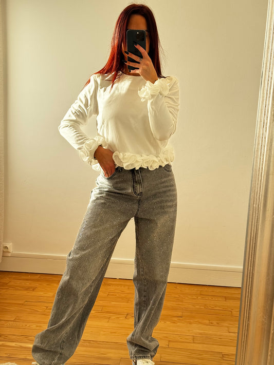 Jean barrel à strass